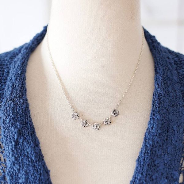 Alternate image for Blue Topaz Silver Pendant Necklace with Vine Theme from Bali Botanical Bliss