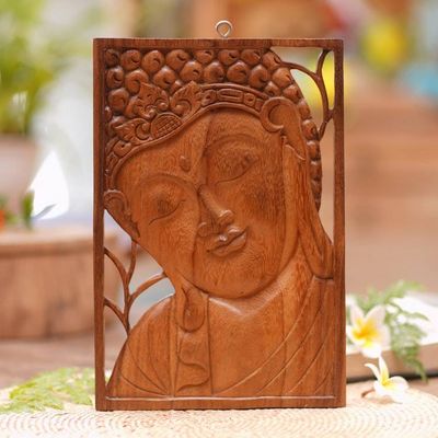 Alternate image for Buddha Portrait Balinese Relief Panel Young Buddha