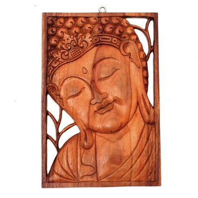 Alternate image for Buddha Portrait Balinese Relief Panel Young Buddha