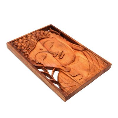 Alternate image for Buddha Portrait Balinese Relief Panel Young Buddha