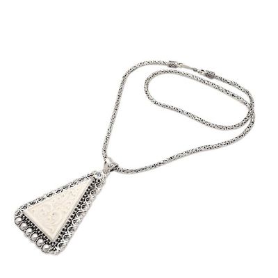 Alternate image for Mens 925 Silver Pyramid Pendant Necklace with Blue Topaz Mighty Pyramid