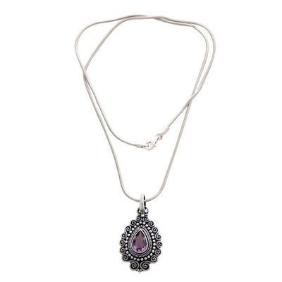Alternate image for Sterling Silver and Amethyst Pendant Necklace Queen of Bali