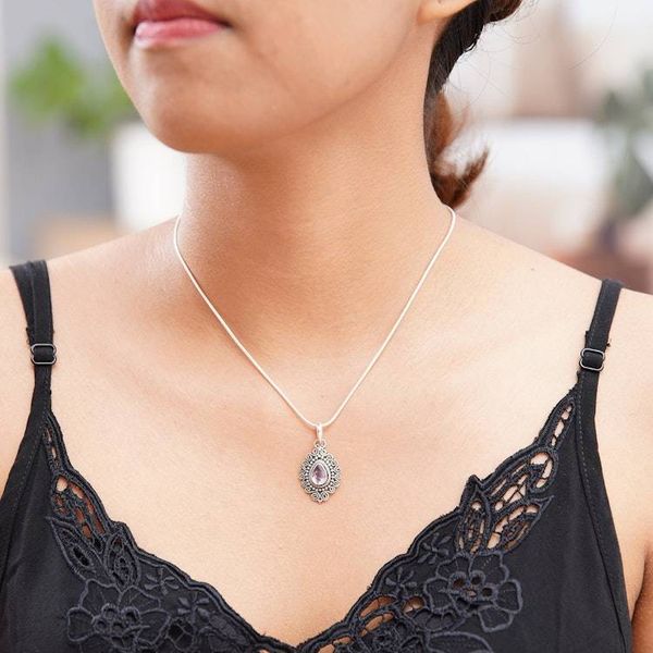 Alternate image for Sterling Silver and Amethyst Pendant Necklace Queen of Bali