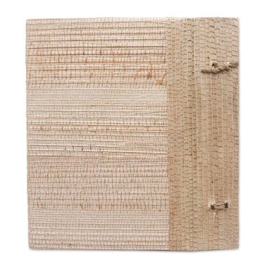 Alternate image for Hand-Crafted Eco-Friendly Natural Fiber Journal in Pink Pink Leaf