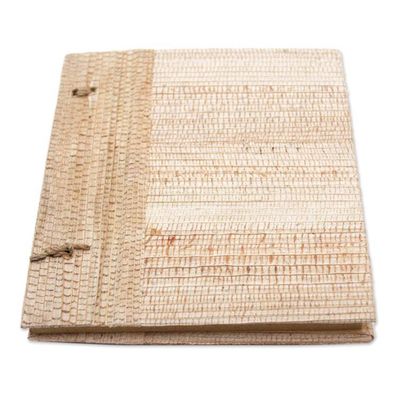 Alternate image for Hand-Crafted Eco-Friendly Natural Fiber Journal in Pink Pink Leaf