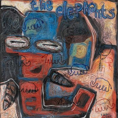 Alternate image for Elephant-Themed Modern Acrylic Ink and Pencil Painting The Elephant