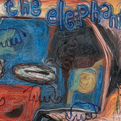 Alternate image for Elephant-Themed Modern Acrylic Ink and Pencil Painting The Elephant