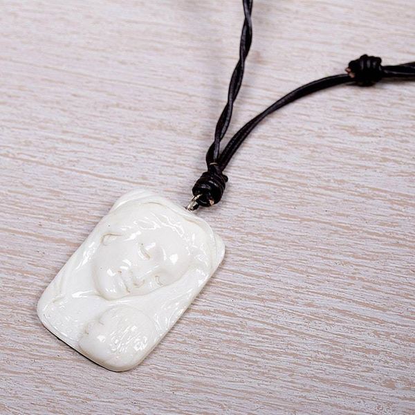 Alternate image for Artisan Crafted Virgin Mary Medallion Necklace Loving Virgin Mary