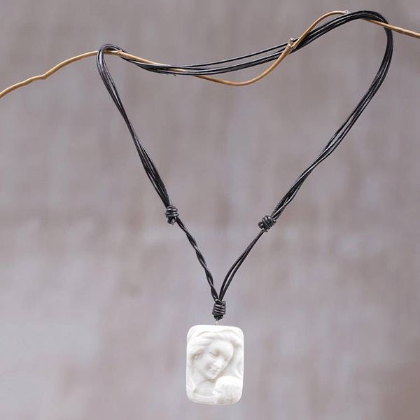 Alternate image for Artisan Crafted Virgin Mary Medallion Necklace Loving Virgin Mary