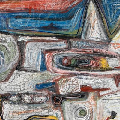 Primary image for Modern Acrylic Ink Pencil Expressionist Painting of a Horse Lonely Horse