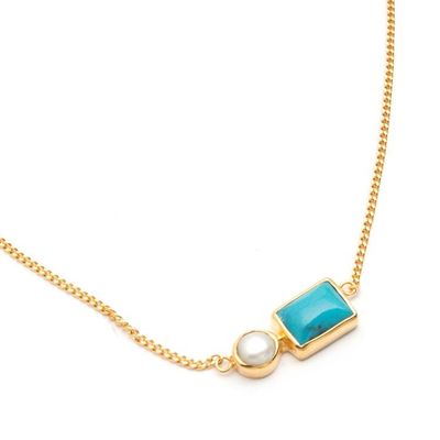 Alternate image for Gold-Plated Reconstituted Turquoise Cultured Pearl Necklace Sky Wonder