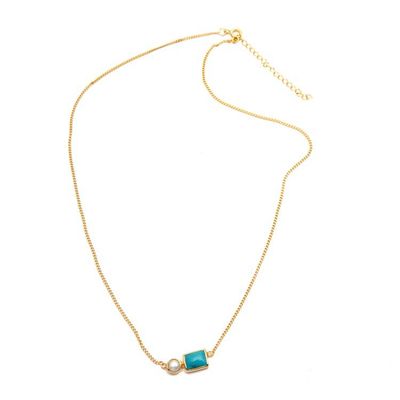 Alternate image for Gold-Plated Reconstituted Turquoise Cultured Pearl Necklace Sky Wonder