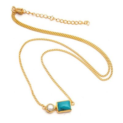 Alternate image for Gold-Plated Reconstituted Turquoise Cultured Pearl Necklace Sky Wonder