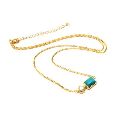Alternate image for Gold-Plated Reconstituted Turquoise Cultured Pearl Necklace Sky Wonder