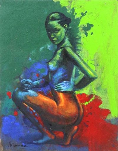 Primary image for Bold and Colorful Original Signed Painting from Bali Evolution of Life