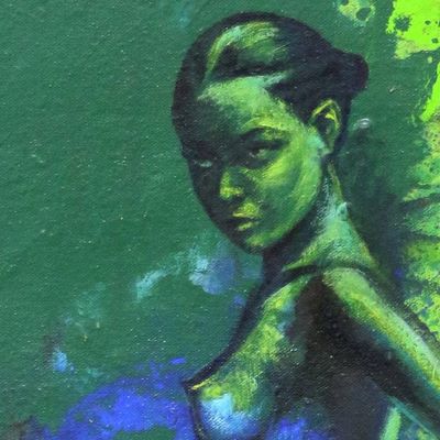 Alternate image for Bold and Colorful Original Signed Painting from Bali Evolution of Life