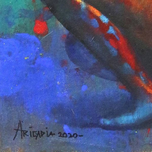 Alternate image for Bold and Colorful Original Signed Painting from Bali Evolution of Life