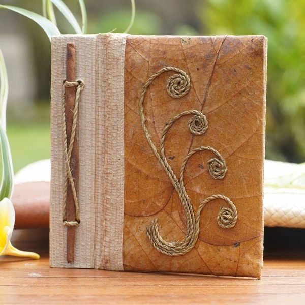 Alternate image for Eco-Friendly Leaf-Themed Journal Handmade from Natural Fiber Autumn Memories