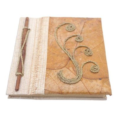 Alternate image for Eco-Friendly Leaf-Themed Journal Handmade from Natural Fiber Autumn Memories