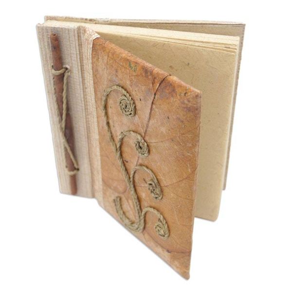 Alternate image for Eco-Friendly Leaf-Themed Journal Handmade from Natural Fiber Autumn Memories