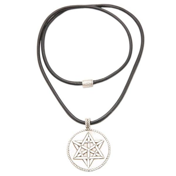 Alternate image for Geometric Floral Round Sterling Silver Pendant Necklace Bloom of Life