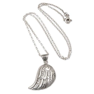 Alternate image for Traditional Polished Sterling Silver Pendant Necklace Heavenly Guardian