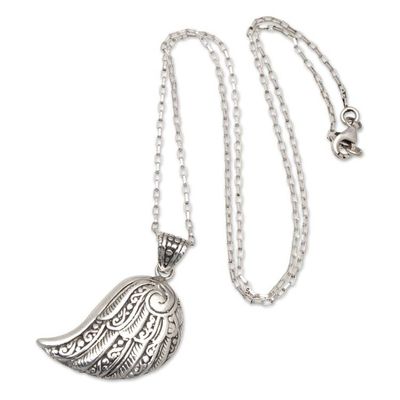 Alternate image for Traditional Polished Sterling Silver Pendant Necklace Heavenly Guardian