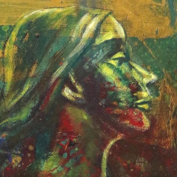 Alternate image for Signed Expressionist Acrylic and Oil on Canvas Painting The Time Has Gone