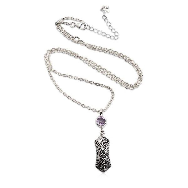 Alternate image for Vine-Themed Silver Pendant Necklace with Amethyst Stone Garden of Heaven