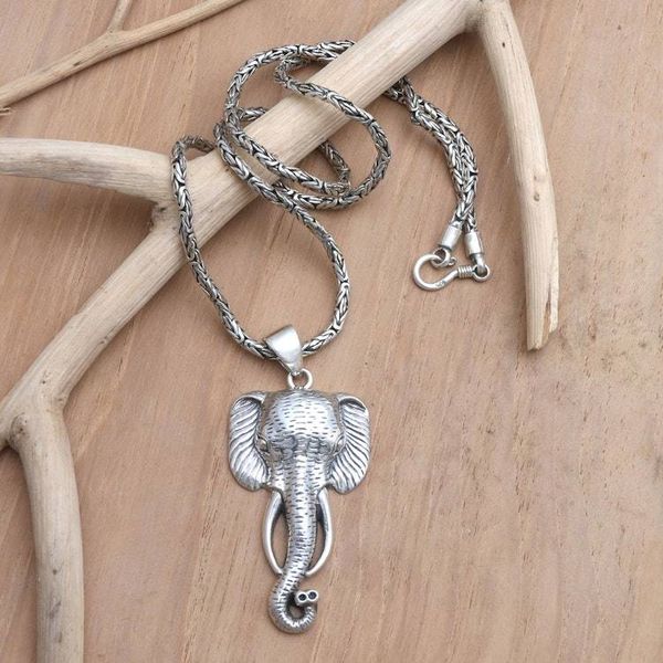 Alternate image for Elephant-Themed Sterling Silver Necklace Young and Brave