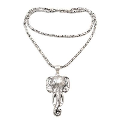 Alternate image for Elephant-Themed Sterling Silver Necklace Young and Brave