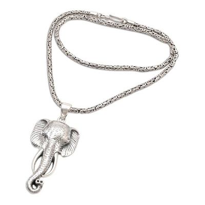 Alternate image for Elephant-Themed Sterling Silver Necklace Young and Brave