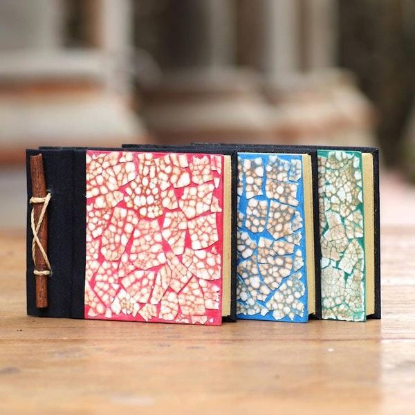 Alternate image for Assorted Color Balinese Natural Fiber Journals Set of 3 Beratan Mosaic I