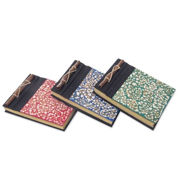 Alternate image for Assorted Color Balinese Natural Fiber Journals Set of 3 Beratan Mosaic I