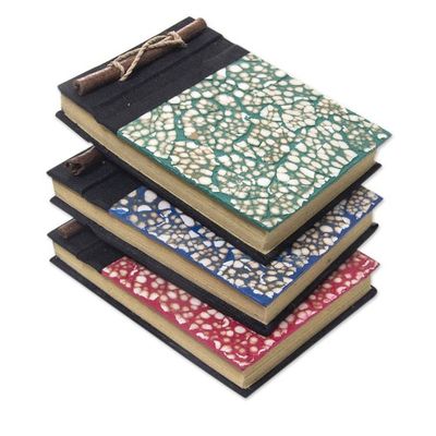 Alternate image for Assorted Color Balinese Natural Fiber Journals Set of 3 Beratan Mosaic I