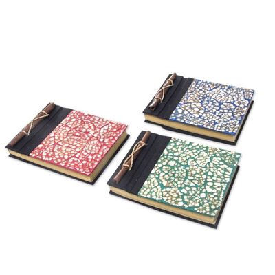 Alternate image for Assorted Color Balinese Natural Fiber Journals Set of 3 Beratan Mosaic I