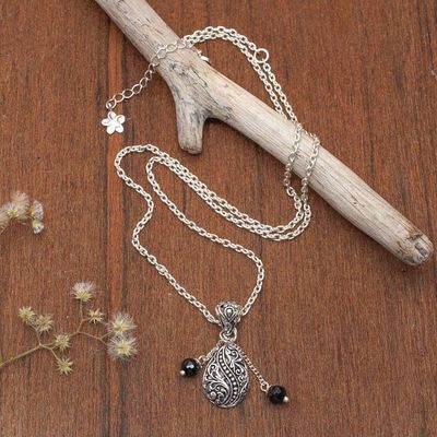 Primary image for Black Onyx Sterling Silver Pendant Necklace from Bali Garden Elegance