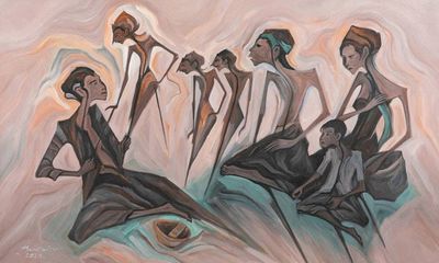 Primary image for Javanese Wayang Kulit Shadow Puppet Show Acrylic Painting Traditional Wayang Show