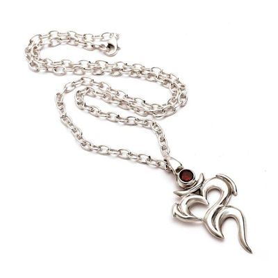 Alternate image for Inspirational 1-Carat Faceted Garnet Om Pendant Necklace Om of Romance