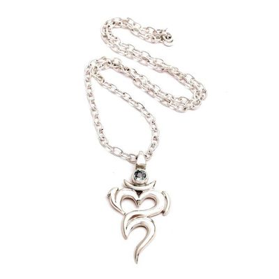 Alternate image for Om-Themed Birthstone Blue Topaz Pendant Necklace from Bali Om of Serenity