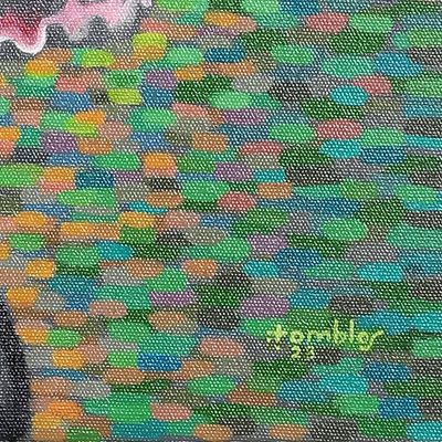 Alternate image for Unstretched Signed Floral Acrylic Impressionist Painting Tropical Hibiscus