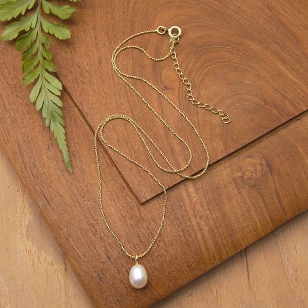 Alternate image for 18k Gold-Plated Pendant Necklace with a Peach Cultured Pearl Golden Siren