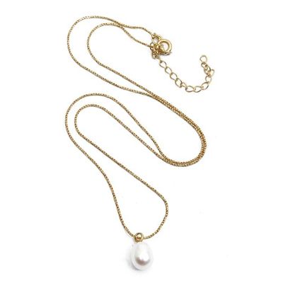 Alternate image for 18k Gold-Plated Pendant Necklace with a Peach Cultured Pearl Golden Siren