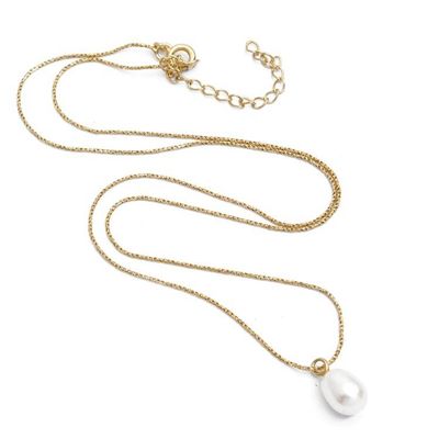Alternate image for 18k Gold-Plated Pendant Necklace with a Peach Cultured Pearl Golden Siren
