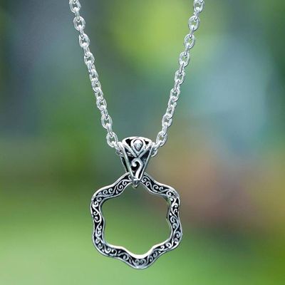 Primary image for Artisan-Made Floral Oxidized and Polished Pendant Necklace Petals from Gianyar