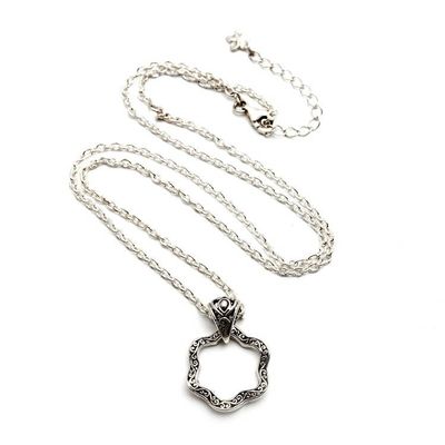 Alternate image for Artisan-Made Floral Oxidized and Polished Pendant Necklace Petals from Gianyar