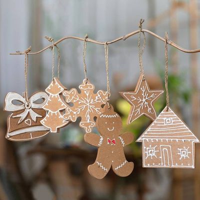 Primary image for Set of 6 Handmade Christmas-Themed Chipboard Ornaments Holiday Memories
