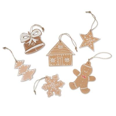 Alternate image for Set of 6 Handmade Christmas-Themed Chipboard Ornaments Holiday Memories