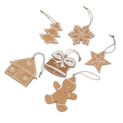 Alternate image for Set of 6 Handmade Christmas-Themed Chipboard Ornaments Holiday Memories