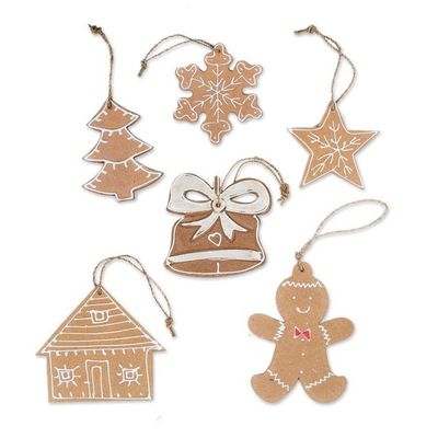 Alternate image for Set of 6 Handmade Christmas-Themed Chipboard Ornaments Holiday Memories